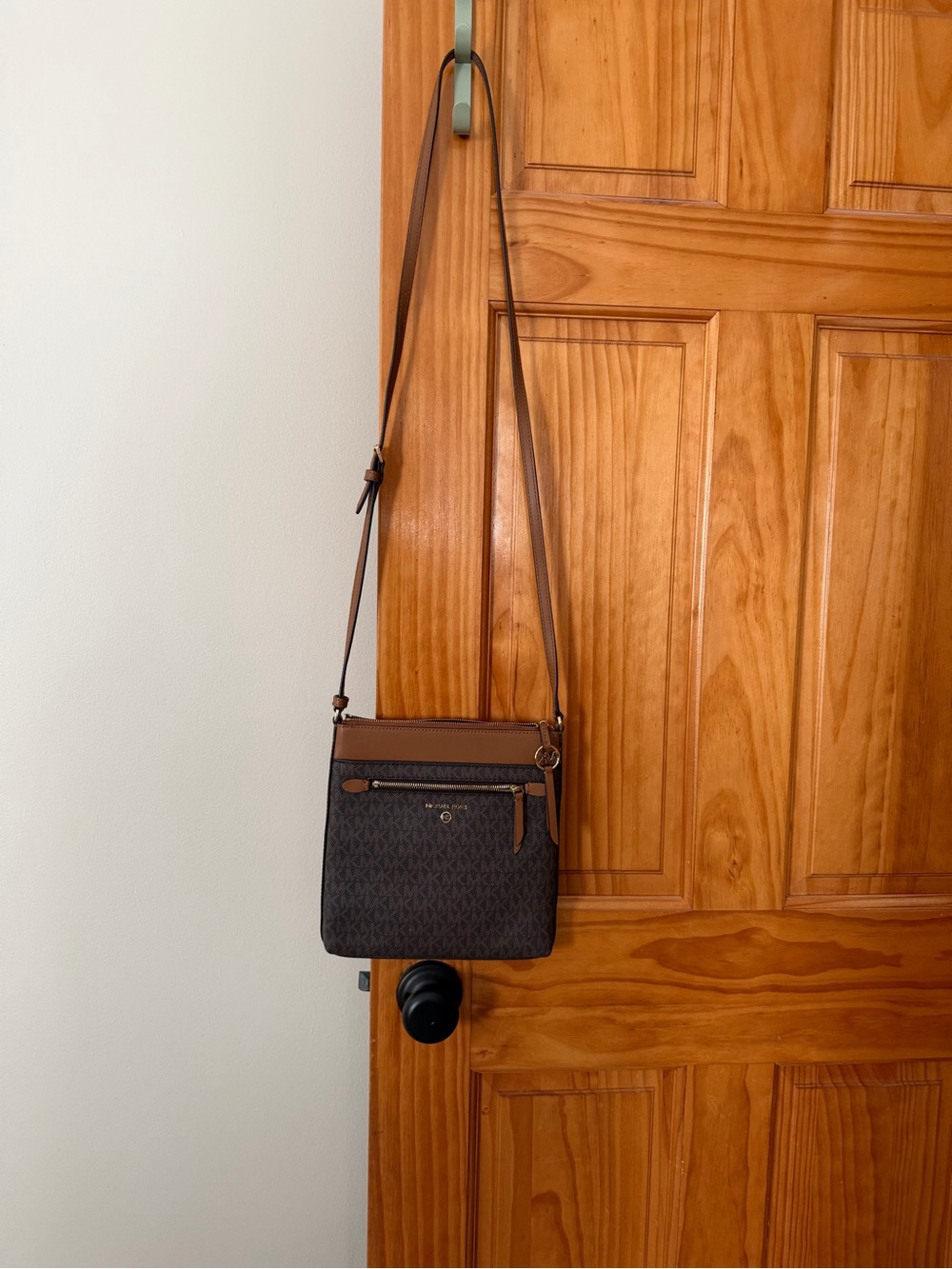 Michael Kors Brown and Tan Logo Crossbody Bag